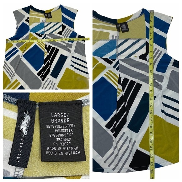 MULTICOLORED Geometric Sleeveless Square Neck Top - Picture 9 of 10